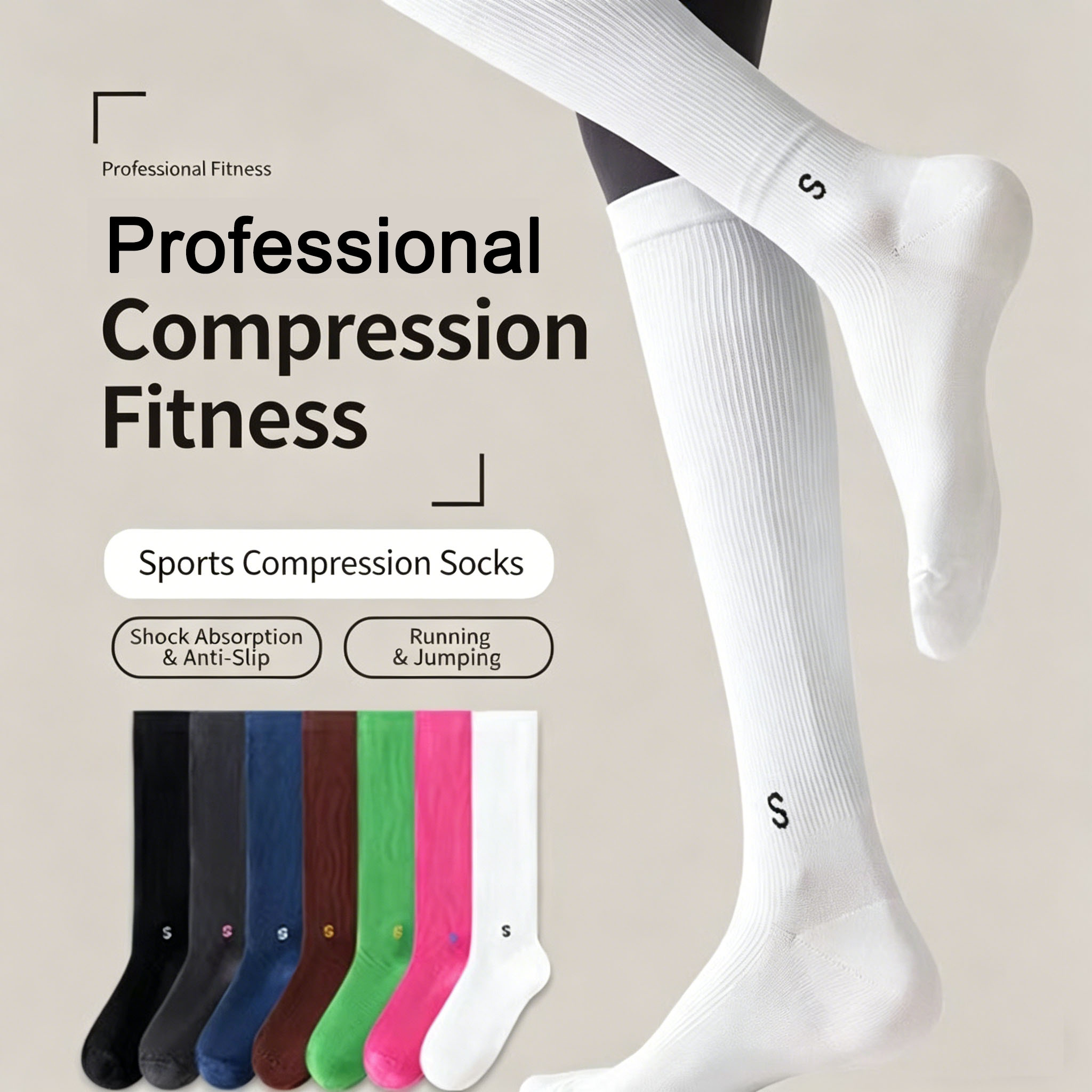Compression Sleeve Calf - جوارب ضاغطة رياضية احترافية للنساء، جوارب
