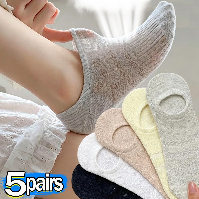 Invisibility Sock Loafer - جوارب باليه نسائية من الدانتيل المخرم،